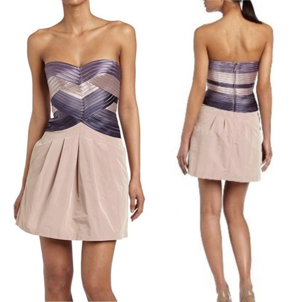 BCBGMaxAzria Hana Strapless Corset Fit Flare Dress